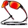 AXNKDH Occhiali da sole sportivi polarizzati per uomo, ciclismo, guida, pesca, protezione UV400, montatura A1 nera e rossa, lenti a specchio rosse