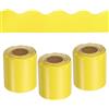 QUARKZMAN 3 Rotoli Bordo Bacheca 98,4 Piedi Bordi Ondulati Decorativi Rotoli Bordi per Bacheca Casa Aula Ufficio Decorazione, Giallo
