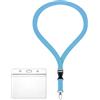 webbomb Custodia per tessere ZIP porta badge impermeabile e flessibile con cordino largo 2 cm (11 colori) cordino da collo + porta carte ZIP per 1-2 tessere carte d'accesso (azzurro cielo)