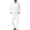Oanviso Completi Tuta da Uomo 2 Pezzi Casual Primavera Moda Traspirante Manica Lunga Sportiva Uomo Slim Fit Giacca a Maglia Outerwear Pantaloni Taglia Larga A Bianco L