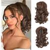 Cybelleza Coda Capelli Extension Clip Claw Coda di Cavallo con Pinza Mossi 35cm Posticci per Capelli Ricci Ponytail Sintetici Lunghi Corti Coda Finta Ondulati, Marrone scuro&Rosso Vibrante-1