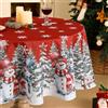 Softalker tovaglia rotonda 160 cm natalizia rossa tovaglie antimacchia con fiocchi di neve pupazzo di neve bianco e albero di Natale ideale per compleanni, esterno, giardino, salone, capodanno