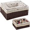 KiKiHong 3 Pz Cestini Portaoggetti Intrecciati, Cestino Intrecciato Naturale Boho Cestini Intrecciati per Casa, Ufficio, Bagno e Camera da Letto (Marrone)