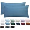 Tifschlaf Set di 2 federe 40 x 80 cm, 40 x 80 cm, blu denim, con chiusura lampo in microfibra, 40 x 80 cm, blu