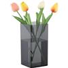 Segus Vaso Acrilico Trasparente, 10x20cm Vasi per Fiori in Acrilico Nero,Rettangolari, Moderno, Infrangibili, per Soggiorno, Matrimoni, Ufficio