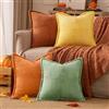 EMEMA Set di 4 federe decorative in velluto a coste, per divano, autunno, 40 x 40 cm, per soggiorno, camera da letto, serie arancione-verde