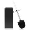QL Scopino per WC,Scopino Bagno e Supporto in Resina,Set di Spazzola Quadrata WC per Bagno,in Piedi (Nero)