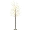 HOMCOM Albero di Natale Luminoso di Betulla con 180 Luci LED Alto 180 cm e 18 Rami, Albero Illuminato con 3 Livelli di Luminosità per Interni ed Esterni, Bianco