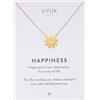 LUUK LIFESTYLE Collana con ciondolo margherita e acciaio inossidabile (50cm), con carta HAPPINESS, gioielli semplice, portafortuna, idea regali donna, lei, compleanno, natura, oro