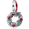 MSPOVOF Ghirlanda natalizia Charm 925 Sterling Silver ciondolo Natale Compleanni regalo per le donne