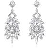 Clearine Art Deco Brillante Strass Marquise Smeraldo Taglio Geometrico Dichiarazione Orecchini a Penzolo per Donne