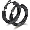Bestyle Orecchini Donna Nero a Cerchio in Acciaio Inossidabile, Orecchini Cerchio Donna Intrecciato 30mm Placcato Nero Confezione Regalo