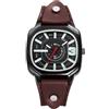 Lancardo Orologi da uomo e da donna, cinturino in vera pelle: rettangolare grande analogico al quarzo con scala a barre vintage punk cinturino in pelle con lancette luminose per Halloween, orologio da