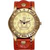 Lancardo Orologi da polso da uomo in vera pelle Orologi da uomo: vintage punk grande quadrante analogico al quarzo con numeri arabi decorazione corona orologi orologio moto uomo, Colore: arancione