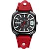 Lancardo Orologi da uomo e da donna, cinturino in vera pelle: rettangolare grande analogico al quarzo con scala a barre vintage punk cinturino in pelle con lancette luminose per Halloween, orologio da