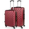 ITACA - Set valigie - Set Valigie Rigide Offerte. Valigia Grande Rigida, Valigia Media Rigida e Bagaglio a Mano. Set di Valigie con Lucchetto Combinazione TSA, Granata
