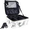 GZCZ Valigetta Trucchi, Portatrucchi PU Grande Capacità Professionale Make Up Organizzatore Borsa Impermeabile Artista Portatile Cosmetico Scatola con Divisori Regolabili e Cinghie, 10.2 '' Marble White