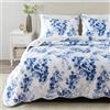 Great Bay Home - Set di 3 trapunte reversibili con copriletto, in microfibra per tutte le stagioni, motivo floreale, collezione Raelynn Full/Queen Jacqueline.