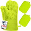 MILcea Set di 4 Guanti da Forno e Presine da Cucina - MILcea Guanti Forno Alta Temperatura Fino a 300°C, Silicone Antiscivolo, Morbido, Guanto da Forno Estesi per Cucinare, Grigliare, Cuocere, Verde