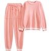 Yuson Girl Pigiama Donna Invernale Pigiami Due Pezzi Caldo Felpato Pigiama Lungo Morbido Due Pezzi Felpa e Pantalone Sets Manica Lunga Lounge Sleepwear Casual da Casa con Tasche(Grigio, XL)