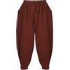 COSDREAMER Pantaloni da Uomo Larghi Harem con Coulisse Casual Cotone Lino Yoga Pantaloni da Spiaggia, Marrone, L