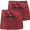 Catime 2 Pezzi Mezzo Grembiuli, Grembiule a Vita Corta Unisex, Grembiule Corto Impermeabile, Grembiule da Cucina con 3 Tasche per Bar, Caffetteria, Ristorante, Caffè, Barbecue, Chef, Cameriere (Rosso Vino)