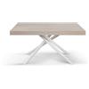 KONTE.DESIGN Tavolo CARRARA in legno, finitura olmo perla e base in metallo verniciato bianco, allungabile 140x90 cm - 220x90 cm