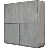 KONTE.DESIGN Credenza FAVIGNANA in legno, finitura in grigio cemento, piano effetto marmo statuario, 136x50 cm