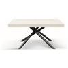 KONTE.DESIGN Tavolo CARRARA in legno, finitura bianco frassinato e base in metallo verniciato antracite, allungabile 140x90 cm - 220x90 cm