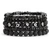Prometis Set di braccialetti in stile gotico, regolabile, tribale, retrò, punk, preghiera regolabile, braccialetto con perline e bracciale intrecciato multistrato grunge gioielli, 7 to 8.6 inches