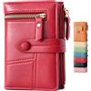 Lakpopya Portafoglio Donna in Pelle PU Piccolo - Portafogli da Donna con Scomparti Multipli, Portafoglio donna PU con Tasca per le Monete (rosso)