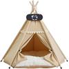 Whiwhi Tenda a forma di Teepee per cani con cuscino lavabile e reversibile, casetta di lusso per cani e gatti, casette per giocare 50 x 50 x 60 cm