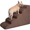 EHEYCIGA Scaletta per Cani 5 Gradini Altezza 57 cm, Scala Cane Piccoli e Gatti in Spugna per Salire su Letti Alti, Antiscivolo Rampa per Cani con Rivestimento Rimovibile e Lavabile, Marrone