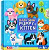 KraFun Kit da Cucito Cuccioli e Gattini per Bambini 5+ Anni, 8 Progetti Fai da Te (Cani, Gatti), Feltro, Istruzioni, Scatola Riutilizzabile, Giocattolo Educativo