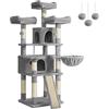 FEANDREA Tiragraffi per Gatti, XXL Posatoio, 169 cm, Grigio Chiaro PCT019W01