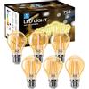 Aigostar Lampadina Vintage Edison LED E27 8W Equivalenti a 57W, Luce Calda 2200K, 750Lm, CRI＞80, A60 Stile Vintage Lampadine Decorativo, Non Dimmerabile, Pacco da 6 Pezzi