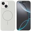 Mixroom - Custodia Cover Case per iPhone 14 Plus/iPhone 15 Plus in Tpu silicone liquido morbido compatibile con MagSafe con cerchio magnetico integrato Bianco C09