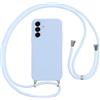 Vauki Custodia per Samsung Galaxy A17 Cover con Cordino,Blu Silicone Antiurto TPU Morbido Case Corda Collana Necklace Regolabile Stylish con Catena Ultra Sottile Cover per SamsungA17,Blu