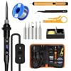 Bacxzomx Saldatore a Stagno Kit 80W con Temperatura Regolabile 180-500°C, Interruttore ON/OFF, LCD Display, 5 Punte, Filo Stagno, Pompa Dissaldante, Pinzette, Stagnatore Elettrico Professionale Fai da Te