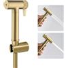 WRKMH Doccetta per Bidet Oro Spazzolato Spruzzatore per Bidet Ottone Idroscopino per WC, con Spruzzatore a Doppia Funzione in Ottone, 1.2M Tubo Doccia, Staffa