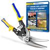 S&R Cesoie per Lamiera Professionali 280 mm, Forbici per Lamiera, Cesoie per Cartongesso - Taglio a Destra - Lame lunghe 48 mm CrMo per Acciaio, Acciaio Inox, Alluminio e Metalli colorati.