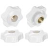 QUARKZMAN 4pz Pomelli a Stella M10 con Filettatura Femmina, Testa da 38mm, Plastica con Foro Passante, Vite in Ottone, Manopole a Compressione Filettate, Bianco