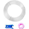 HUAZIZ Tubo pneumatico in PU trasparente HUAZIZ 20 M, tubo pneumatico in poliuretano, tubo flessibile per aria compressa, esterno 6mmxinterno 4mm + 1pezzo di tagliatubi blu + 1pezzo di nastro in teflon rosa