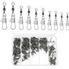 Xynovate 150 Pezzi Girelle Pesca Trote, Anelli Solidi con Moschettone per Connettori Clip Girevoli, Girelle Canna da Pesca per Esche da Pesce, Accessori da Pesca, 5 Dimensioni 7# 8# 10# 12# 14#