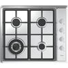 IsEasy Piano Cottura a gas 4 fuochi, Gas on acciaio inox 60cm 7.8KW, Autosufficiente, da Incasso, per gas naturale/propano, sicurezza tramite termocoppia