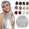 Elailite Frangia Capelli in Cerchietto a Trecce Grigio Argento, Frangetta Frontale Voluminoso 55g Extension Hair Bang Fringe Hairpiece Posticci Donna