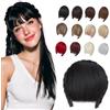 Elailite Frangia Capelli in Cerchietto a Trecce Nero Scuro, Frangetta Frontale Voluminoso 55g Extension Hair Bang Fringe Hairpiece Posticci Donna