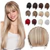 Elailite Frangia Capelli in Cerchietto a Trecce Biondo Dorato/Biondo Chiaro, Frangetta Frontale Voluminoso 55g Extension Hair Bang Fringe Hairpiece Posticci Donna