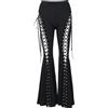Generic Pantaloni Svasati scavati Neri Goth Pantaloni Lunghi con Fasciatura con Occhielli Y2K Pantaloni Lunghi da Donna Streetwear-Nero-M