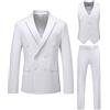 Generic Completo da uomo, 3 pezzi, elegante, doppiopetto, casual, giacca, gilet e pantaloni, adatto per matrimoni, uso quotidiano, bianco, M
